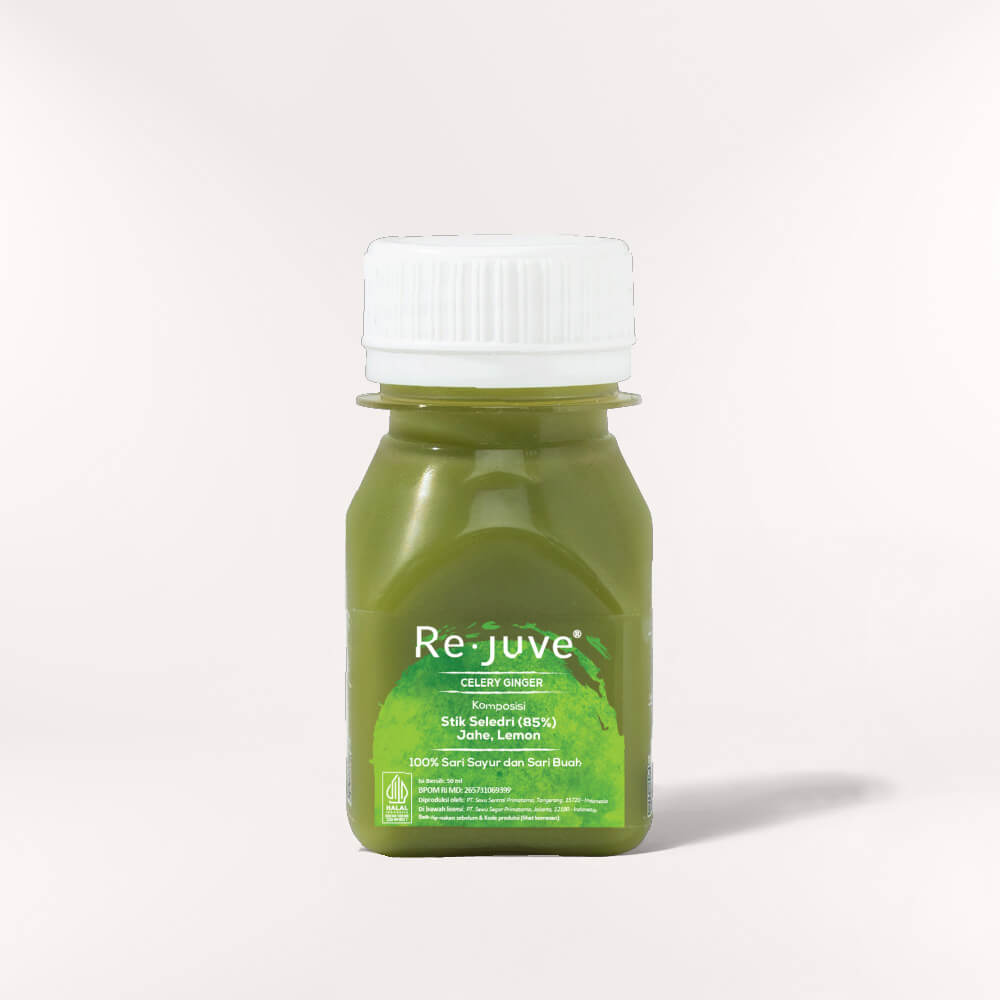A bottle of Re.juve celery ginger.