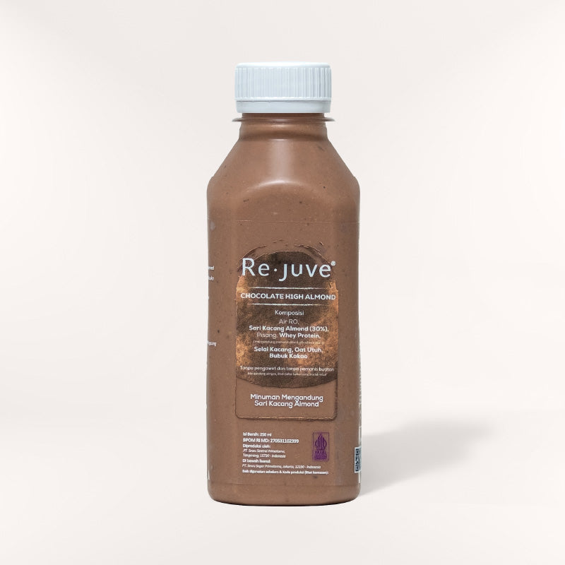 A bottle of Re.juve chocolate high almond.