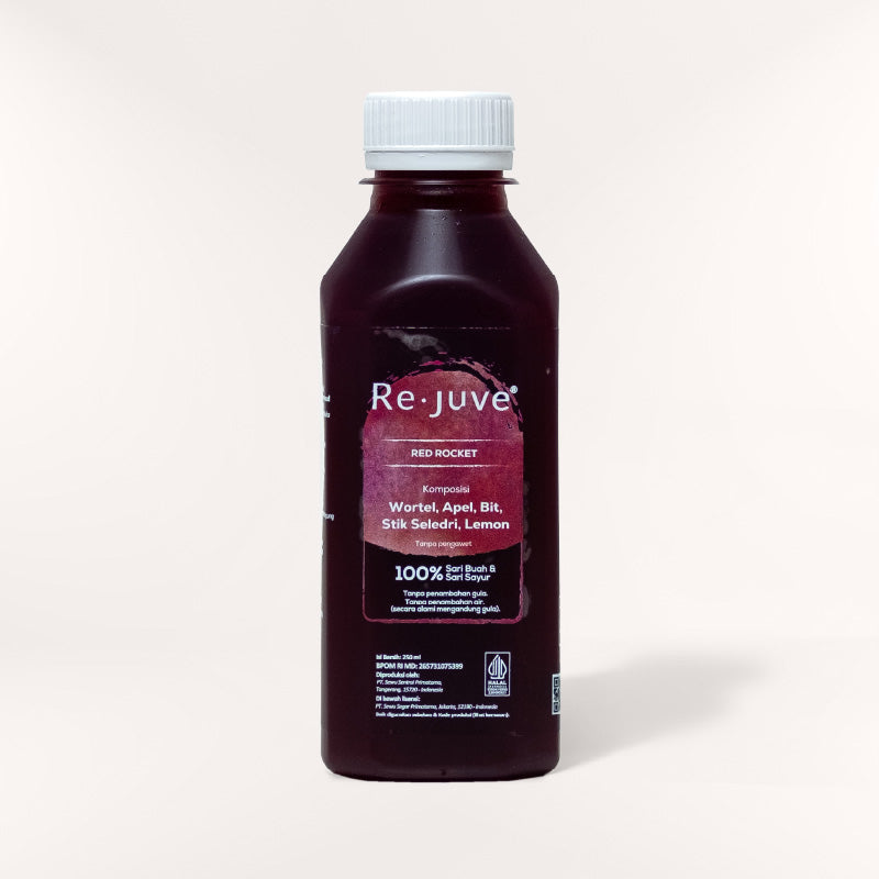 A bottle of Re.juve red rocket.