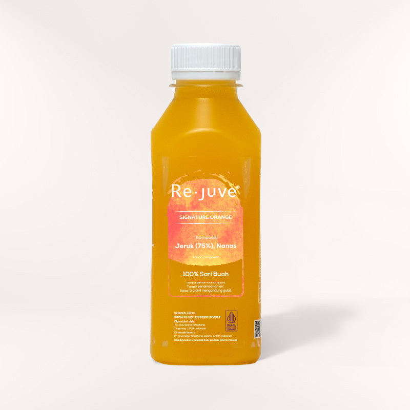 A bottle of Re.juve signature orange.