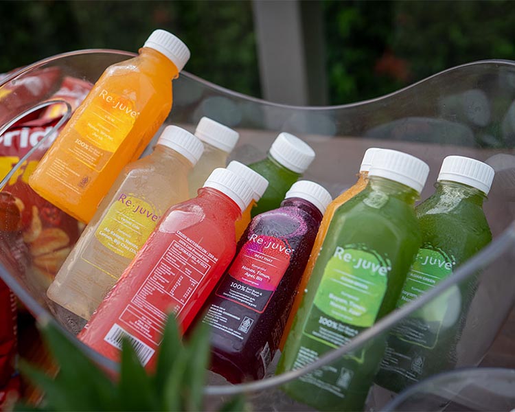 clear basket filled with rejuve juices